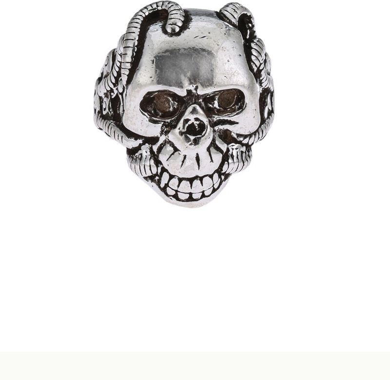 Jewel99 Human Skull Sterling Silver Black Silver Plated Ring