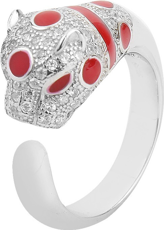 Jewel99 Panther Sterling Silver Swarovski Zirconia Platinum Plated Ring