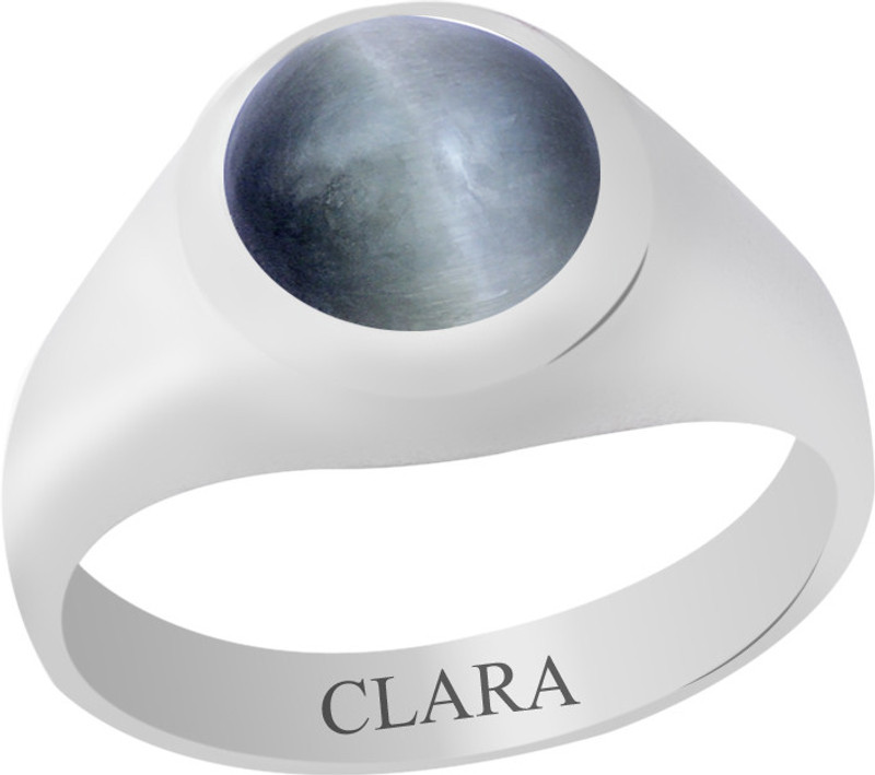 Clara Certified Lehsuniya 7.5 cts or 8.25 ratti Bold Sterling Silver Cat's Eye Ring