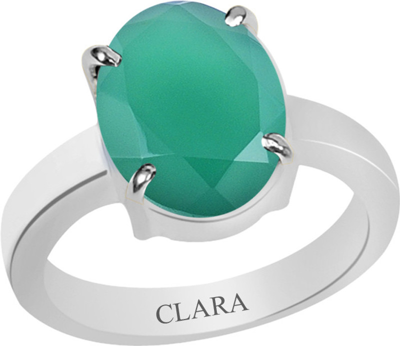 Clara Certified Haqiq 7.5 cts or 8.25 ratti 4 Prongs Sterling Silver Onyx Ring