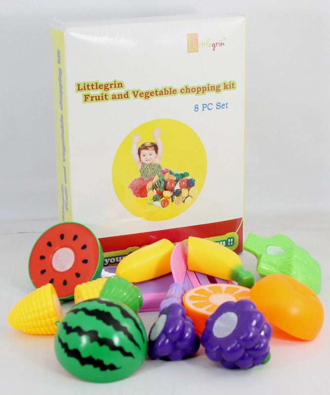 Little Grin Food Heaven Vegetable Fruit Chopping Kit Set Of 8 Pcs For Kids Toy Gift Knife