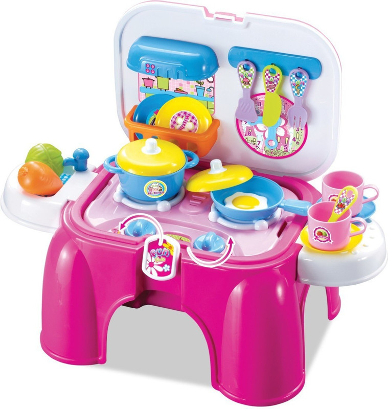 Tiny Mynee 2 In 1 Carry-On Kitchen Play Set cum stool With Lights & Sounds For Your Little Princess