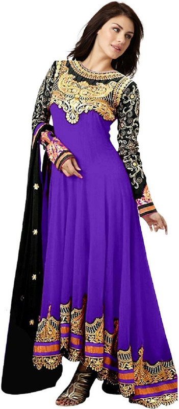 Estilo De Vida Faux Georgette Embroidered Kurta & Churidar Material(Unstitched) Estilo De Vida Faux Georgette Embroidered Kurta & Churidar Material(Unstitched)