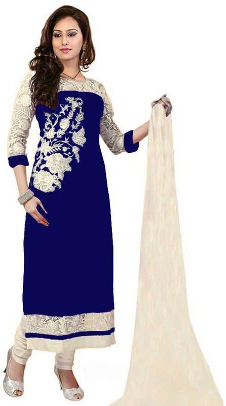 Manvar Enterprise Poly Georgette Embroidered Salwar Suit Material(Semi Stitched) Manvar Enterprise Poly Georgette Embroidered Salwar Suit Material(Semi Stitched)