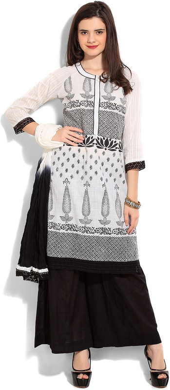 Biba Printed Kurta, Palazzo & Dupatta Set
