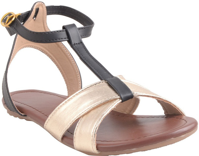 Adorn Women Black, Gold Flats