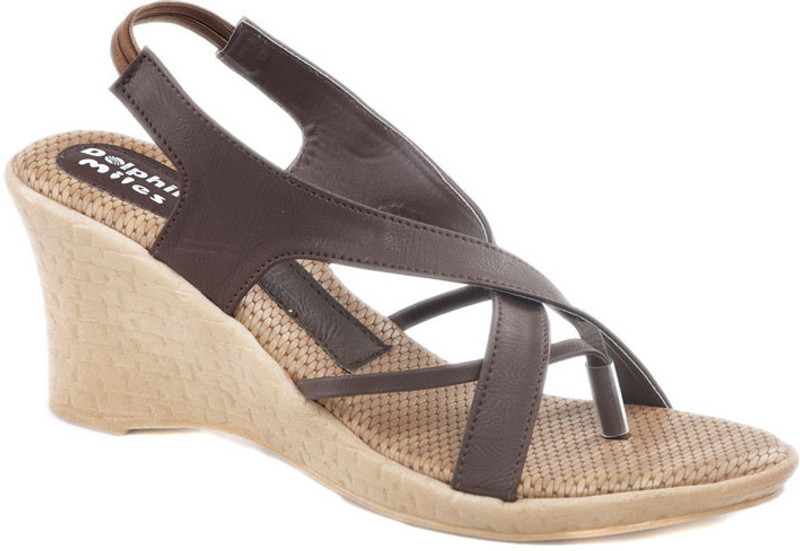 Dolphin Miles Designer Wedges Women Brown Wedges