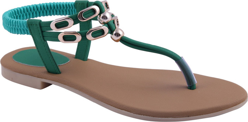 Adorn Women Green, Brown Flats