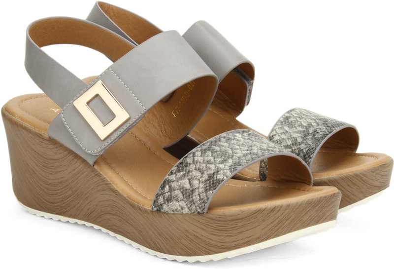 Addons Addons Grey Colored Wedges Women Grey Wedges