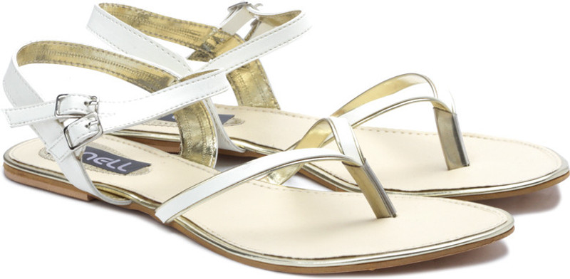 Nell Women Women White, Gold Flats Nell Women Women White, Gold Flats