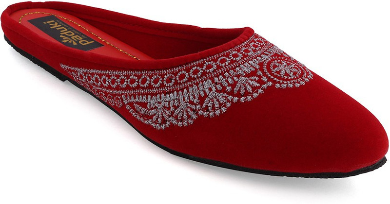 Paduki Women Red, Silver Flats