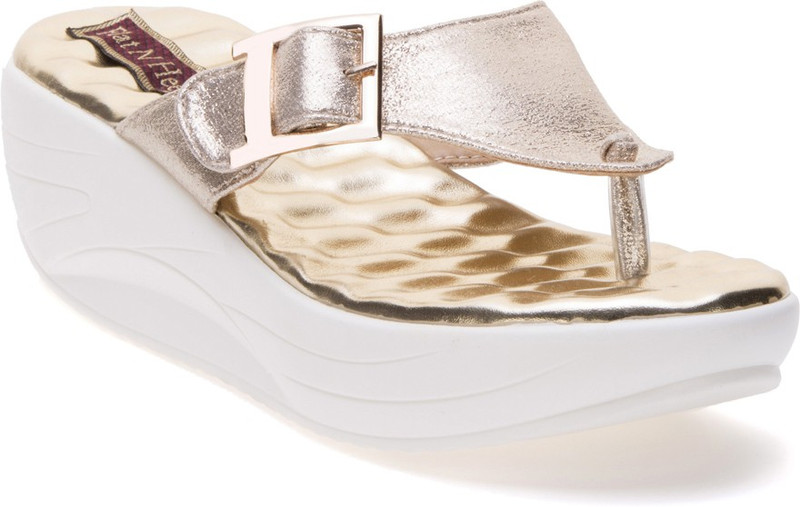 Flat n Heels Women GOLD Wedges RS.1099 (67.00% Off) - Flipkart