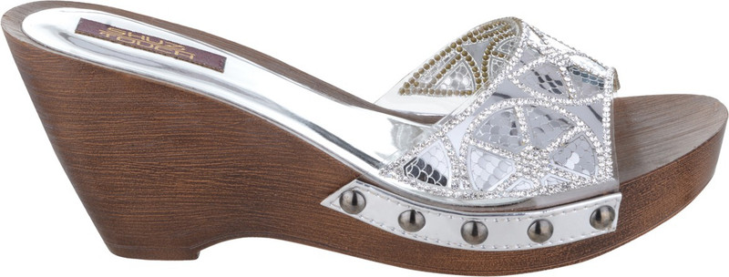 Shuz Touch Women Silver, Brown Wedges