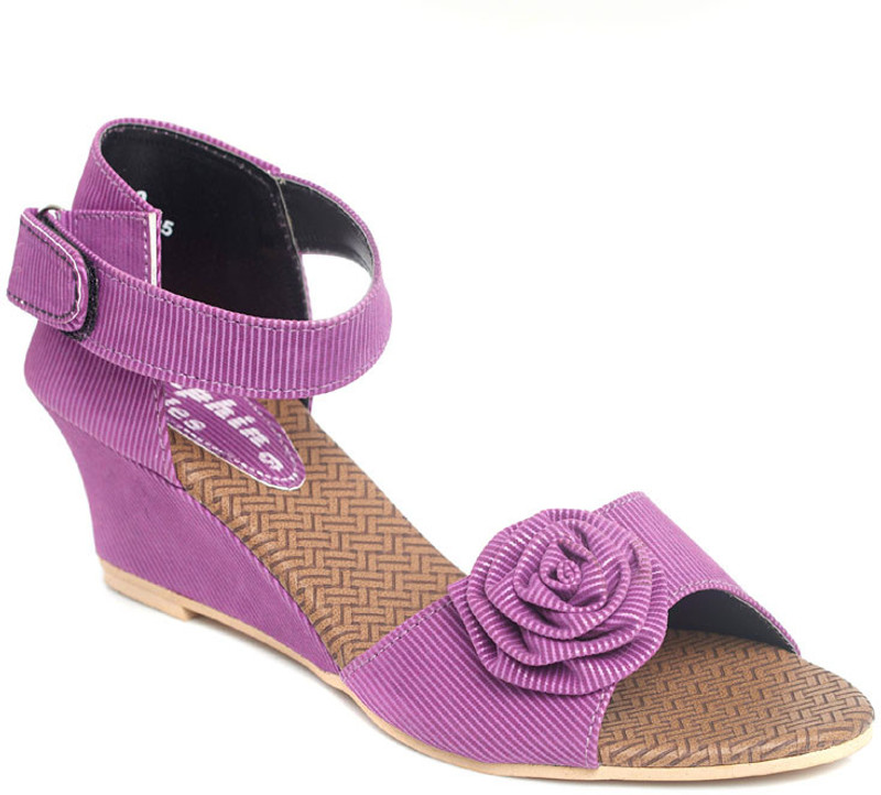 Dolphin Miles Titanic Heeled Women Purple Wedges