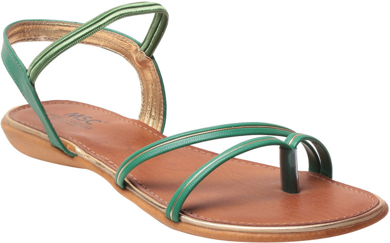 MSC Women Green, Tan Flats