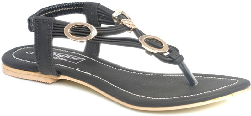 Dolphin Miles Stylish Flat Sandals Women Black Flats