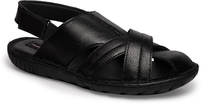 Feather Leather Men Black Casual