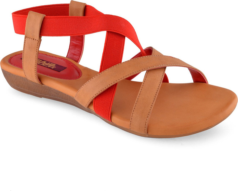 Shuz Touch Women Tan, Red Flats