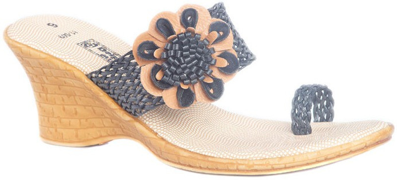Dolphin Miles Women Beige, Black Wedges