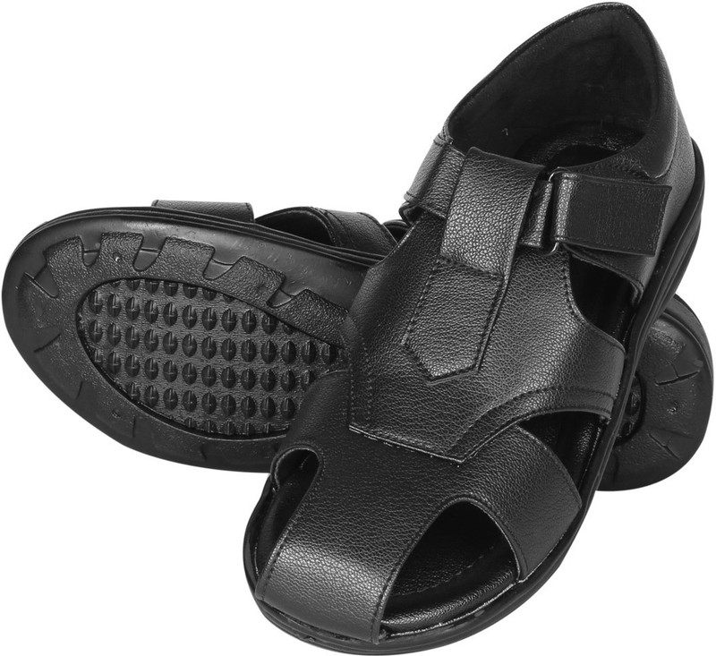 Kraasa Men Black, Burgundy Sandals