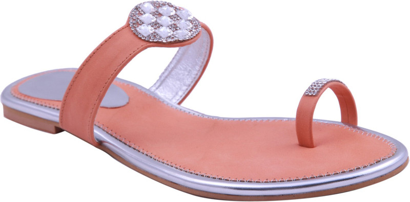 Adorn Women Orange, Silver Flats