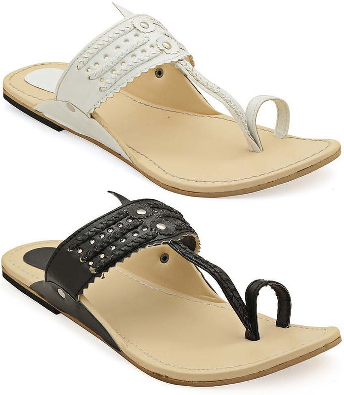 Paduki Women Black, White Flats