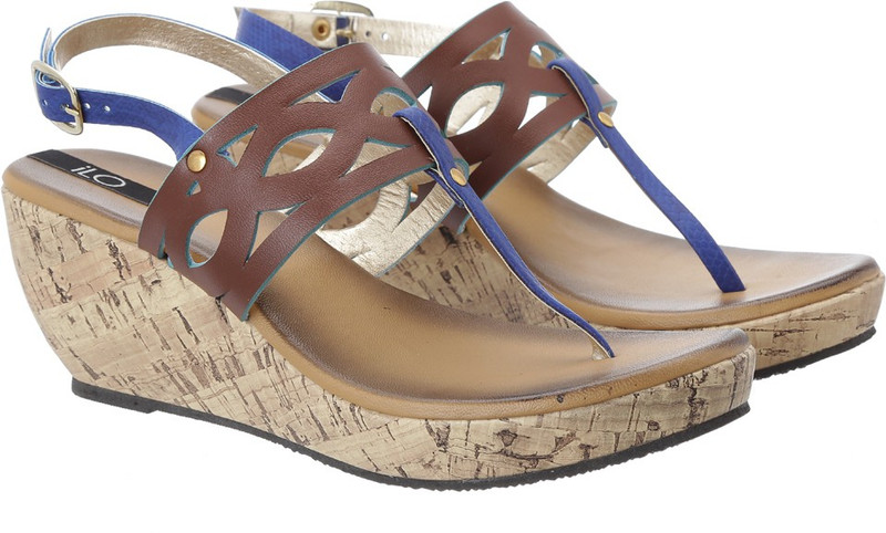 Ilo Women Brown, Blue Wedges