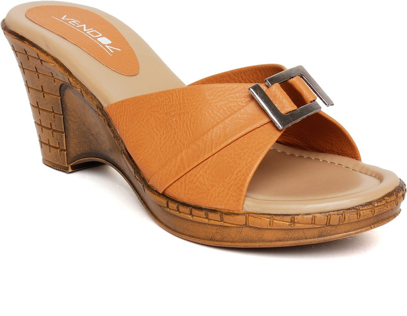 Vendoz Women Tan, Orange Wedges