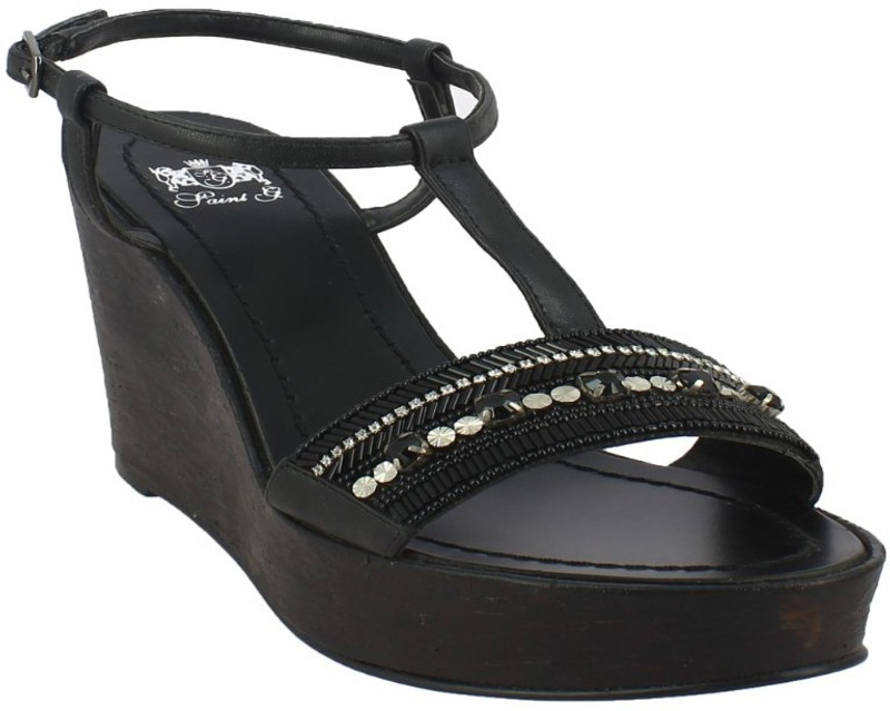 SAINT G Women Black, Silver Wedges