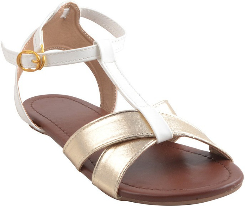 Adorn Women White, Gold Flats