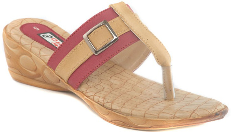 Dolphin Miles Designer Women Beige, Red Wedges