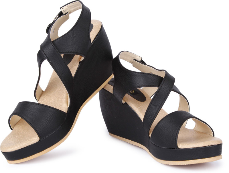 CUTE FEET Women Black Wedges