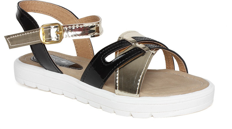 Vendoz Women Black, Silver Wedges