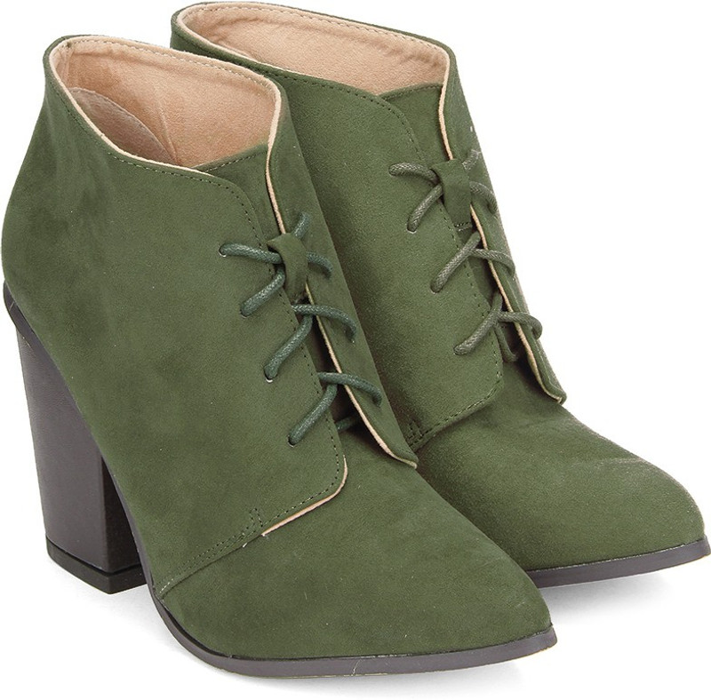Carlton London Casual Boots For Women(Green)