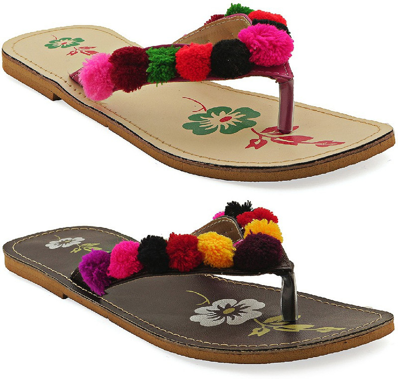 Paduki Women Brown, Green Flats