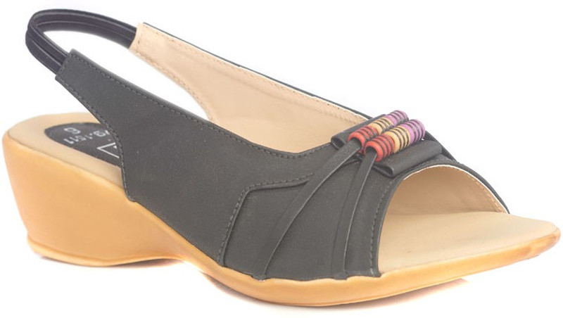 Dolphin Miles Designer Sandals Women Black Wedges