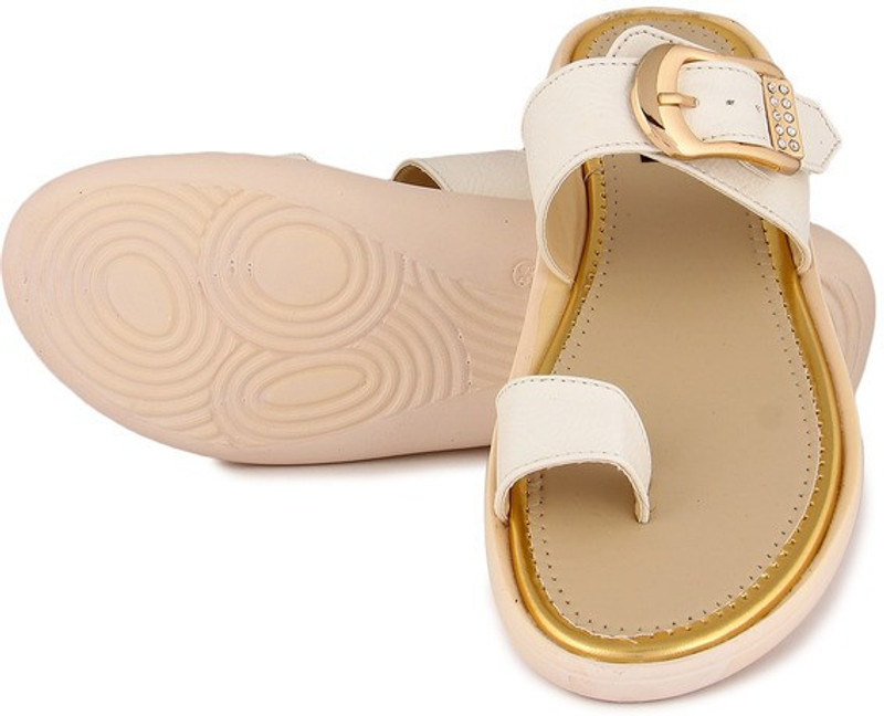 Feather Leather Women White Flats