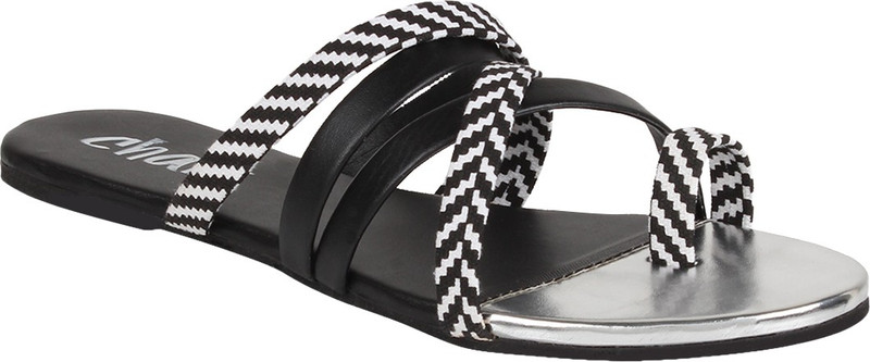 Chalk Studio Vader Women Black, White, Silver Flats
