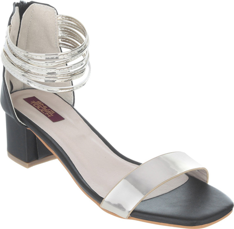 Shuz Touch Women Black, Silver Heels