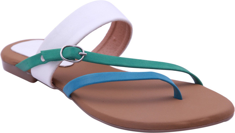 Adorn Women White, Blue, Green Flats