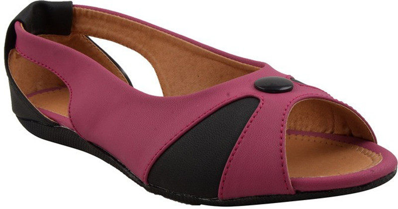 Adorn Women Pink, Black Flats