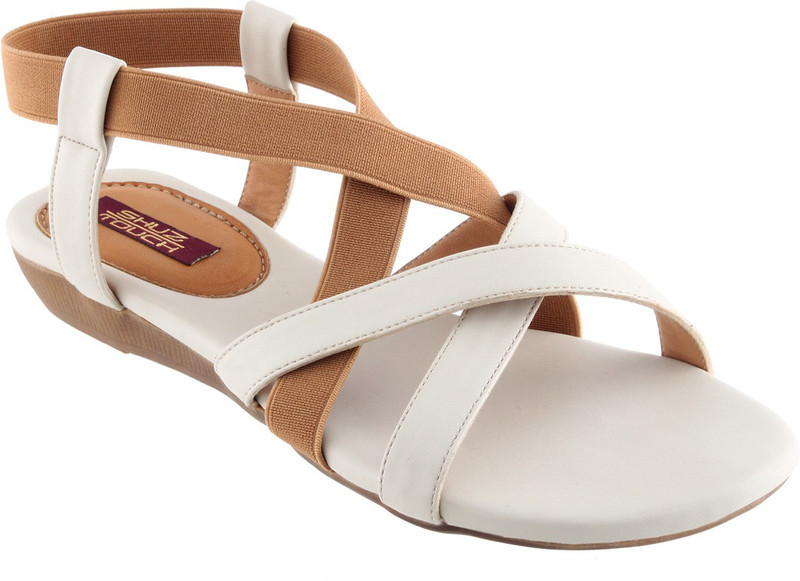Shuz Touch Women Beige, White Flats