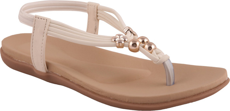 Adorn Trendy Women White, Brown Flats