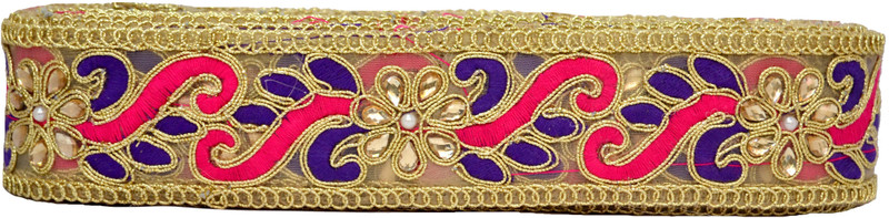 N J Laces 30 Cotton Blend Saree Falls(Purple, Gold, Pink)