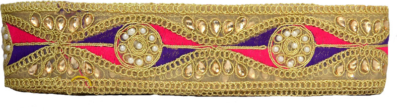 N J Laces 33 Cotton Blend Saree Falls(Purple, Gold, Pink)