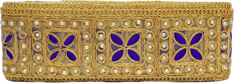 N J Laces 19 Cotton Blend Saree Falls(Purple, Gold)