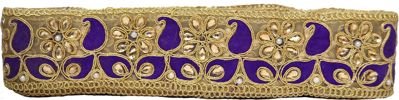n j laces 24 Cotton Blend Saree Falls(Purple, Gold)