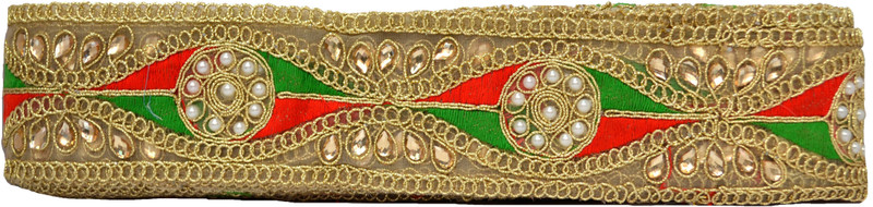 N J Laces 36 Cotton Blend Saree Falls(Red, Green, Gold)