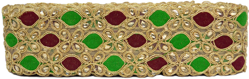 N J Laces 12 Cotton Blend Saree Falls(Green, Gold, Brown)