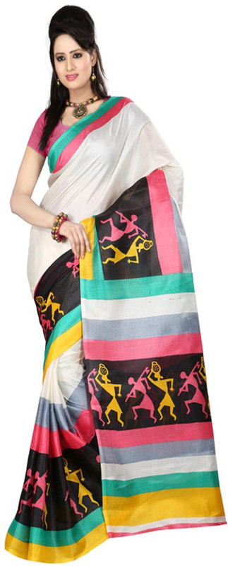 Indrani Striped Fashion Silk Saree(Multicolor) RS.449 (73.00% Off) - Flipkart